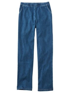 L.L. Bean Perfect Fit Pants Denim Straight-Leg Stonewashed Size S
